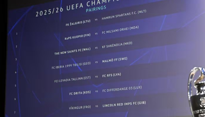 Loting eerste kwalificatieronde Champions League 2025/2026